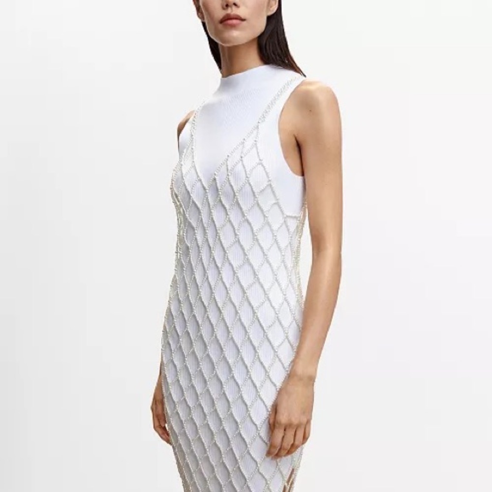 NWT MANGO Pearl overlay dress - OS